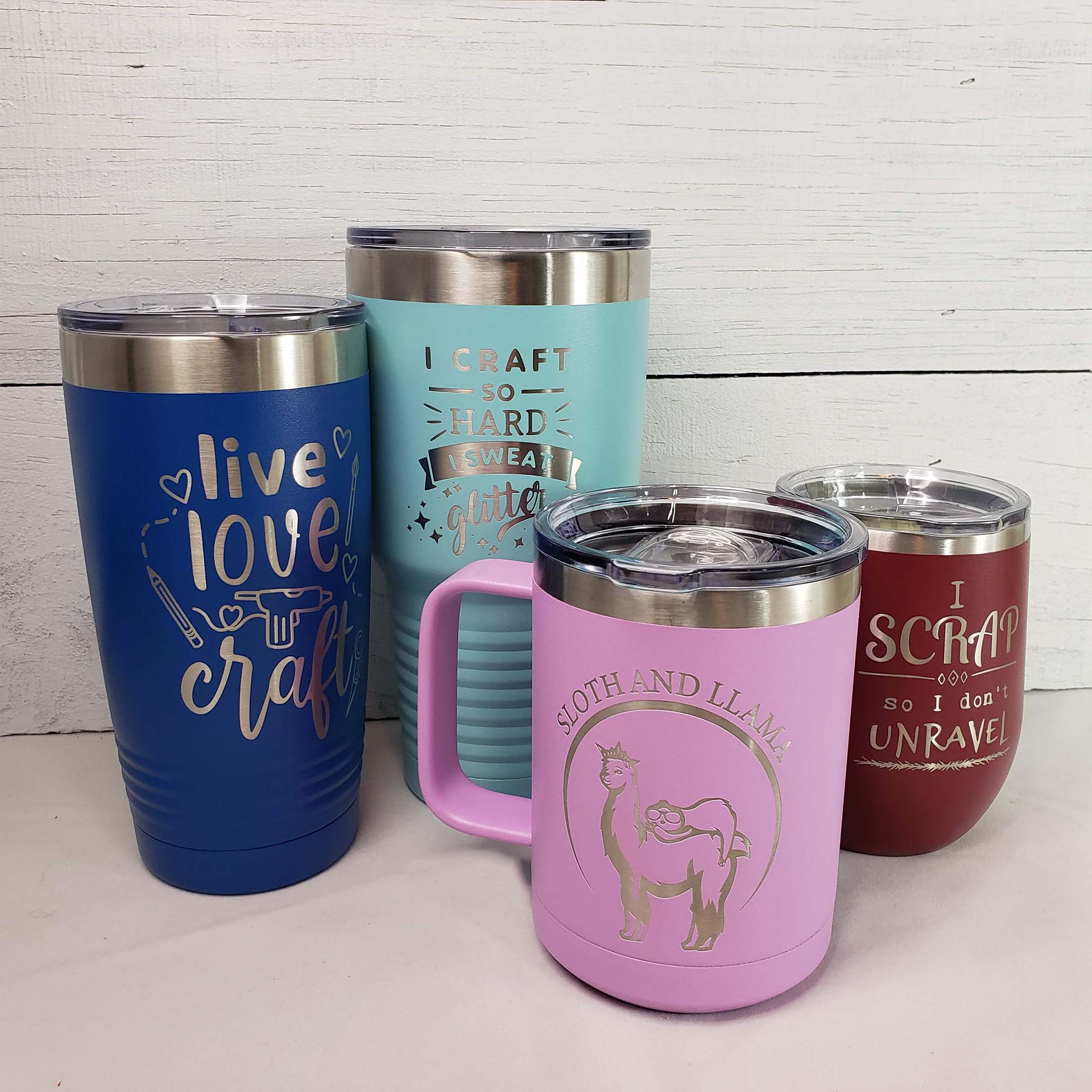 Personalized Lama Tumbler Drinking Cup With Lots of Glitter 