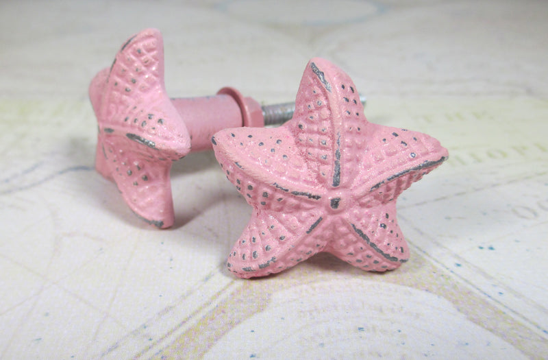 Starfish Drawer Knob in Aqua Shabby Chic Distressed Metal