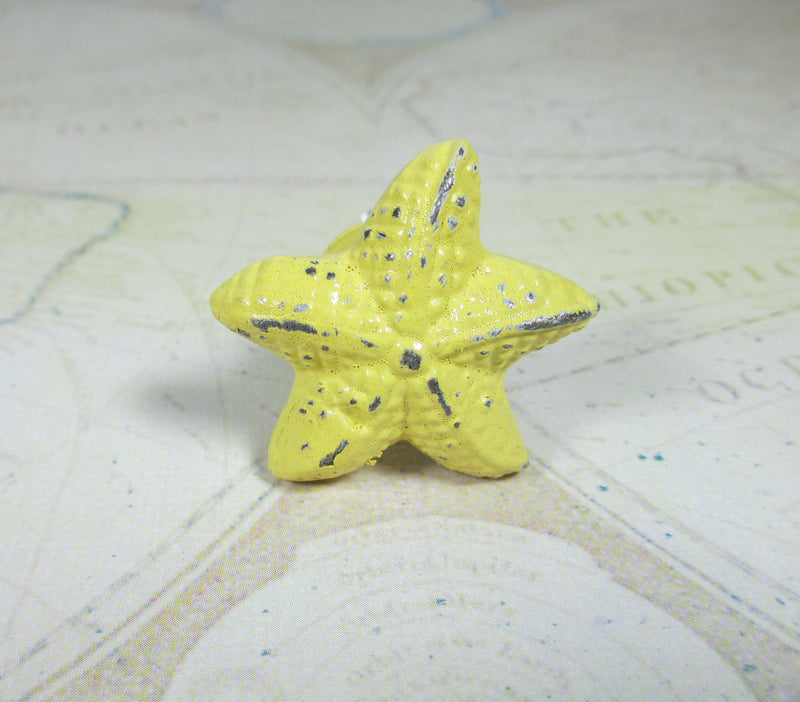 Starfish Drawer Knob in Aqua Shabby Chic Distressed Metal