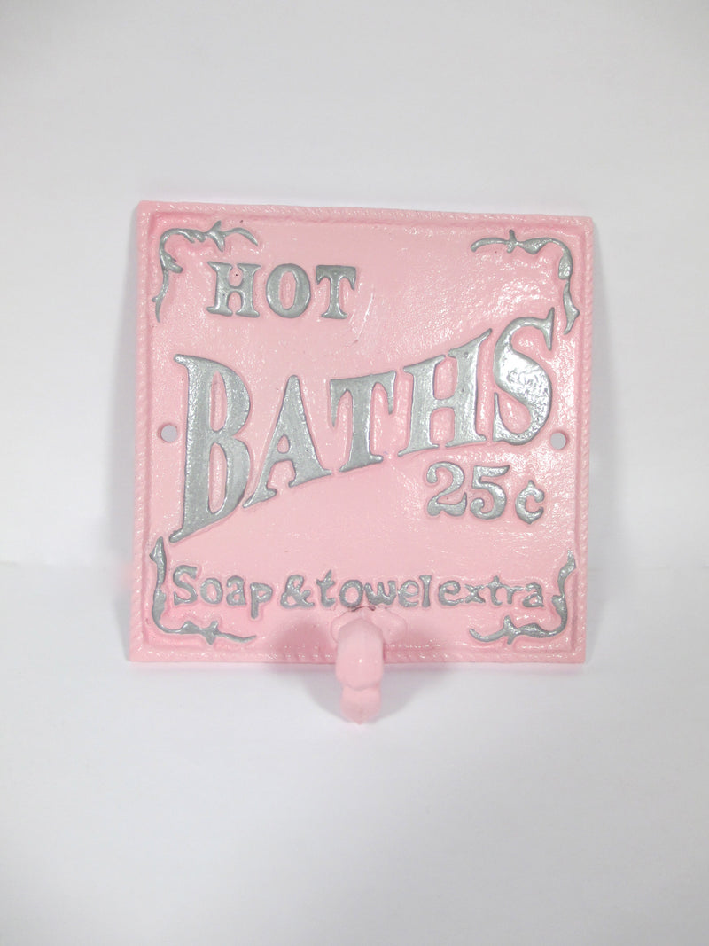 Hot Bath Sign Wall Hook Cast Iron