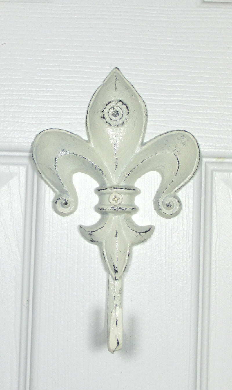 Fleur de Lis Wall Hook Cast Iron Shabby Chic