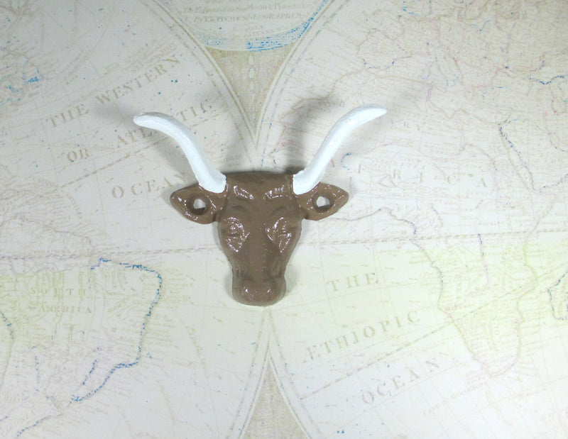 Longhorn Bull Cow Cast Iron Wall Hook