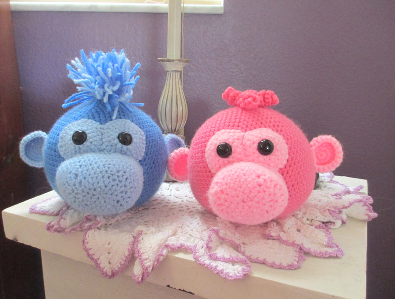 Blue Monkey Crochet Eyeglasses Holder