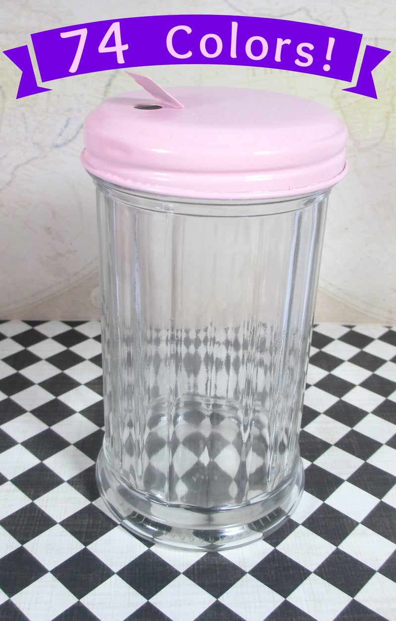 Glass Sugar Dispenser with Dark Blue top Vintage Inspired