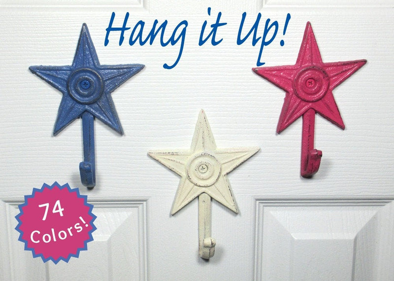 Star Wall Hanger Hooks Set of 3 Cast Iron Shabby Chic