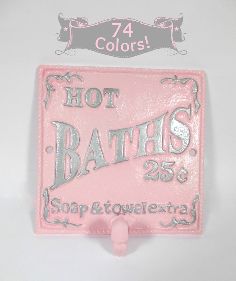 Hot Bath Sign Wall Hook Cast Iron