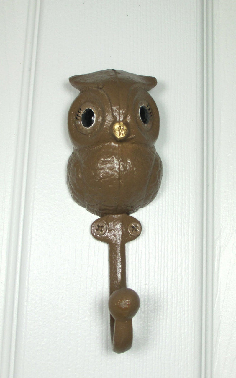 Owl Hook Cast Iron Hand-Painted