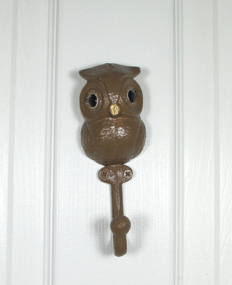 Owl Hook Cast Iron Hand-Painted