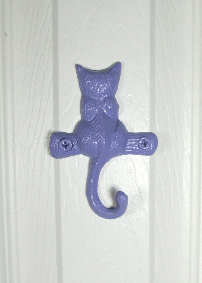 Cat Kitten Hook Set of 3 Little Kittens Cast Iron Hand-Painted in Pink, Green, and Purple