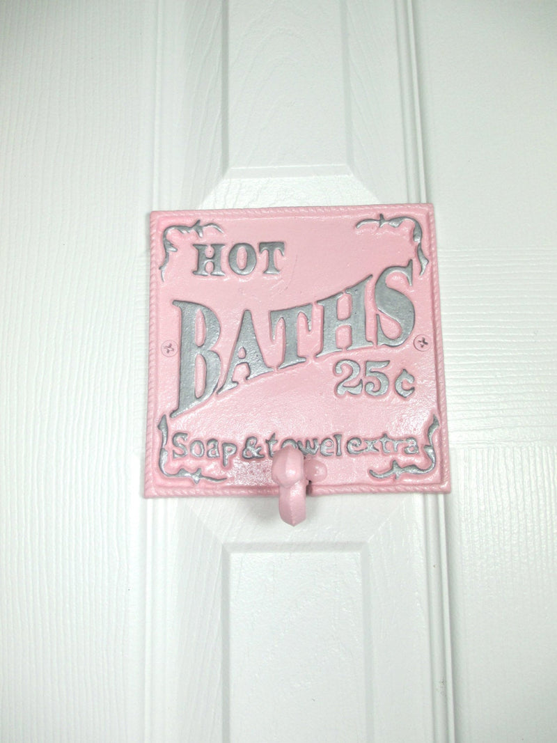 Hot Bath Sign Wall Hook Cast Iron