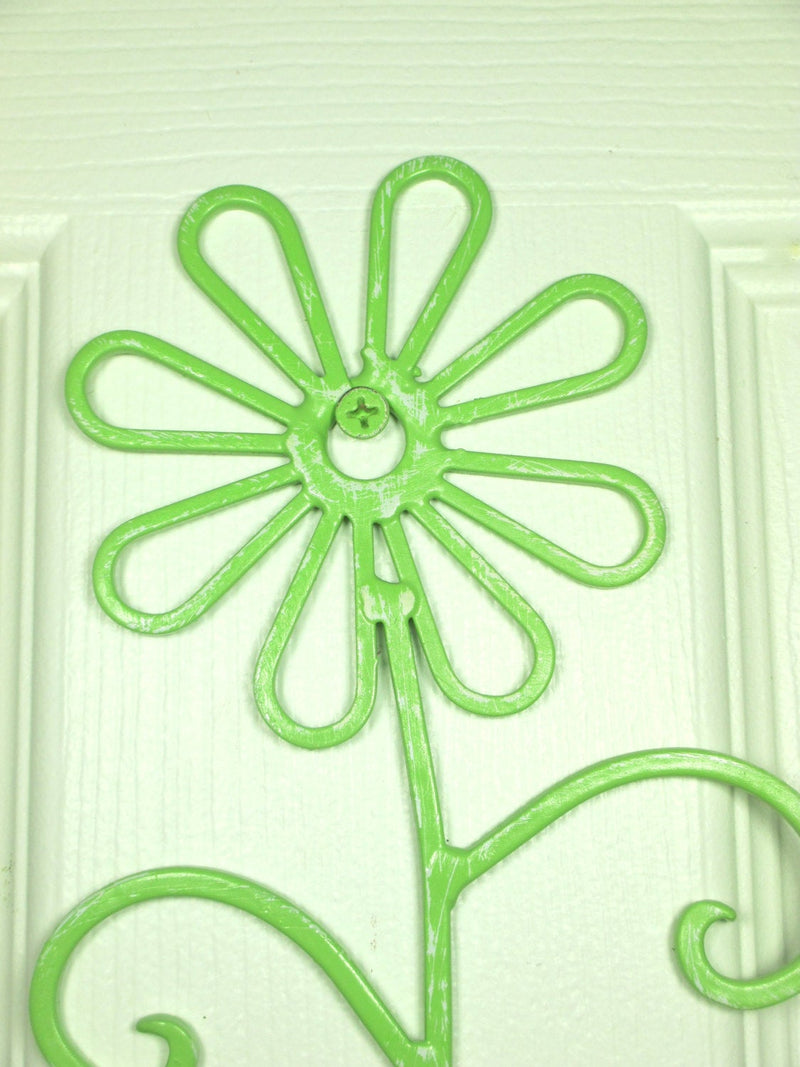 Flower Wall Hook Metal Shabby Chic Green Apple Distressed