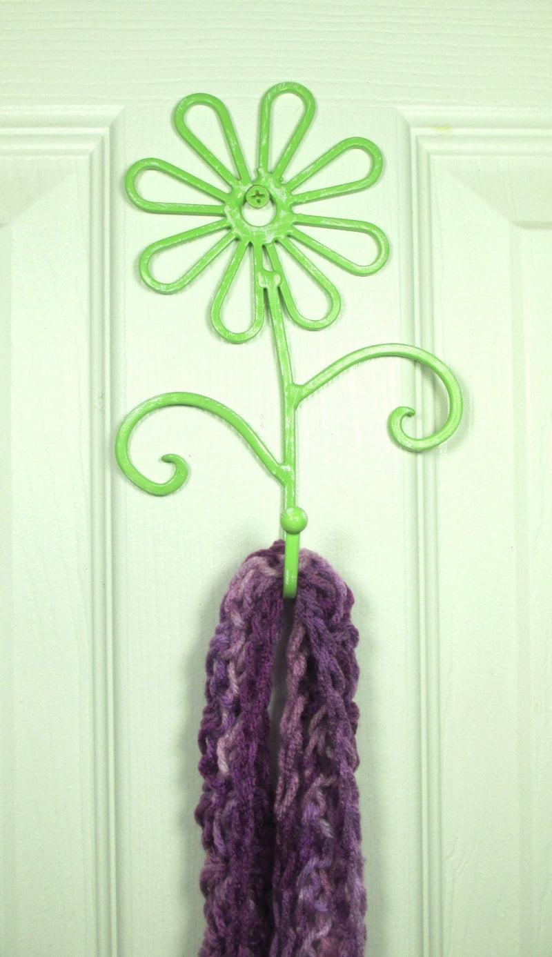 Flower Wall Hook Metal Shabby Chic Green Apple Distressed