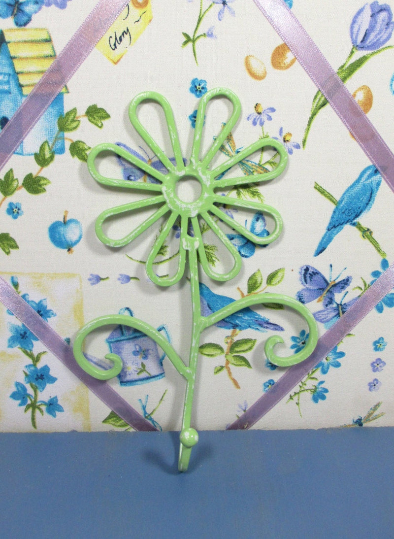 Flower Wall Hook Metal Shabby Chic Green Apple Distressed