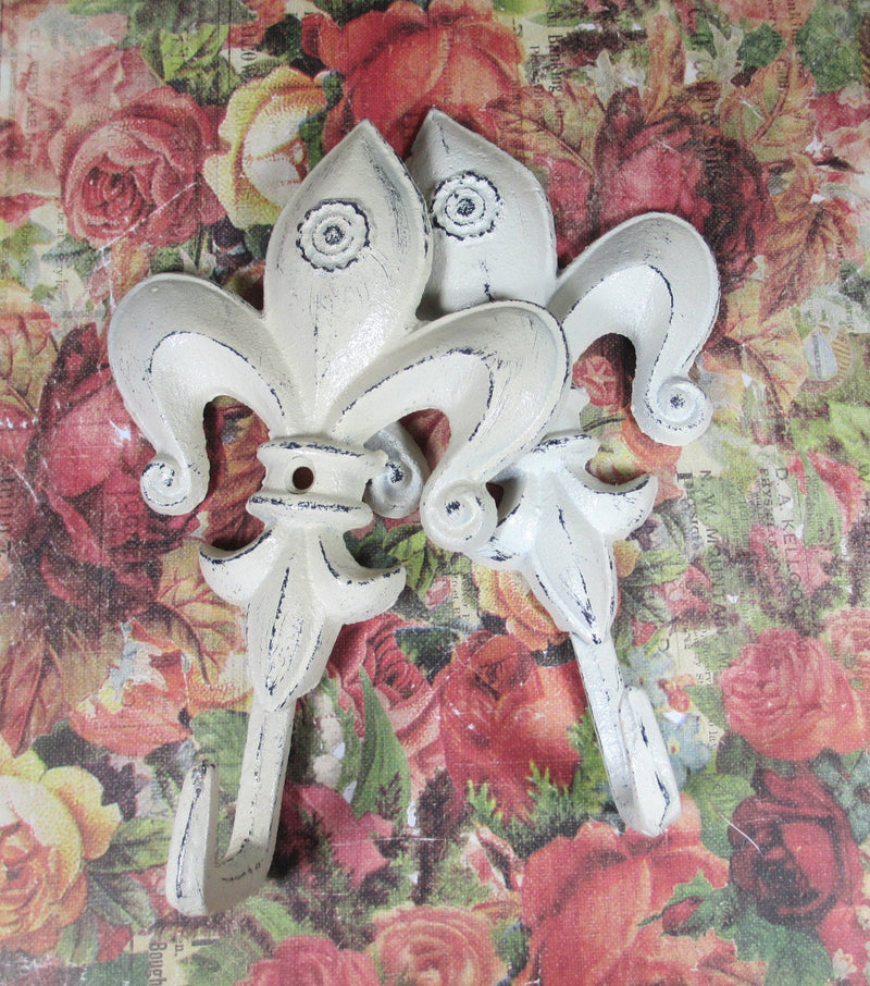 Fleur de Lis Wall Hook Cast Iron Shabby Chic