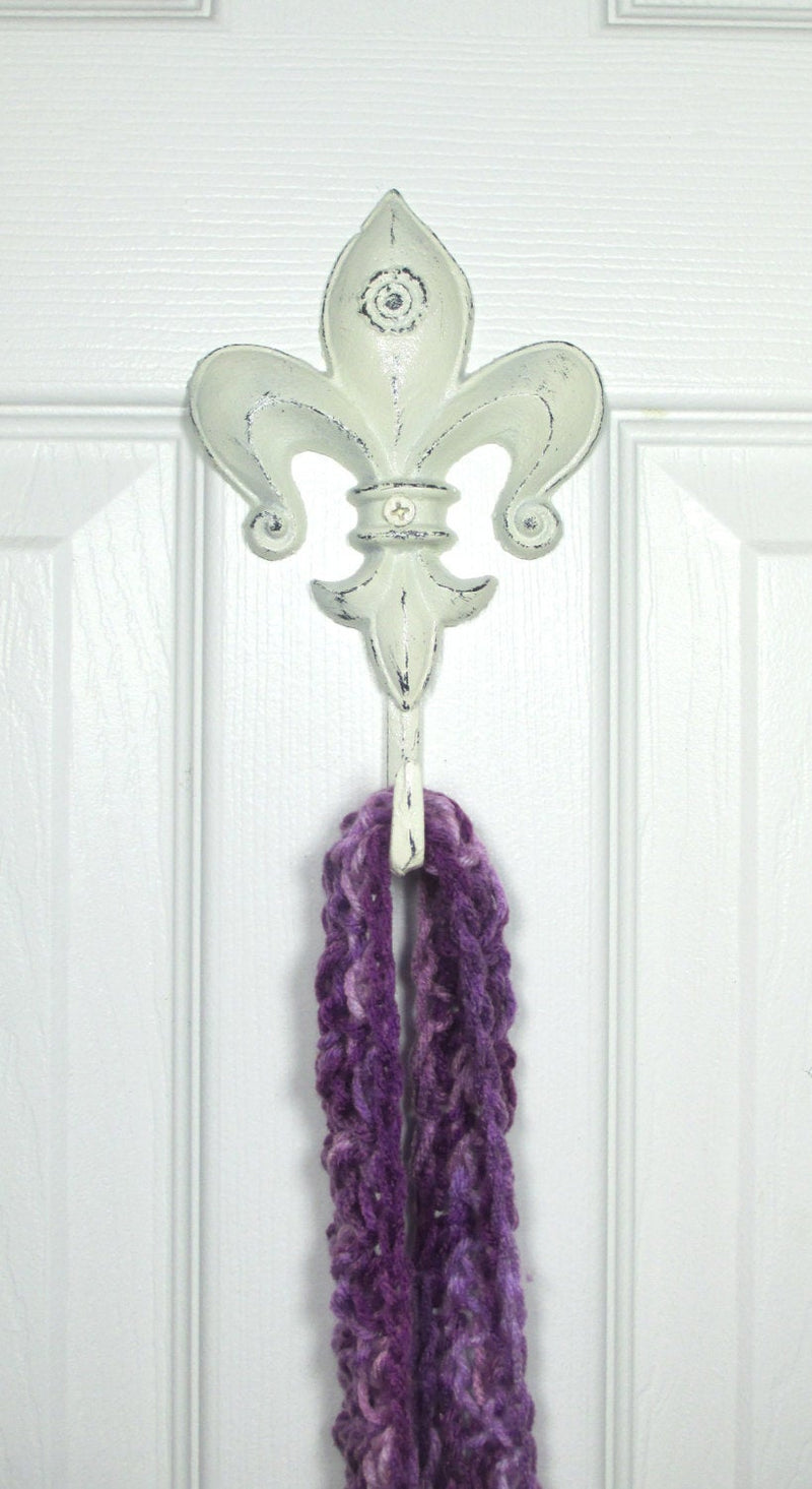 Fleur de Lis Wall Hook Cast Iron Shabby Chic