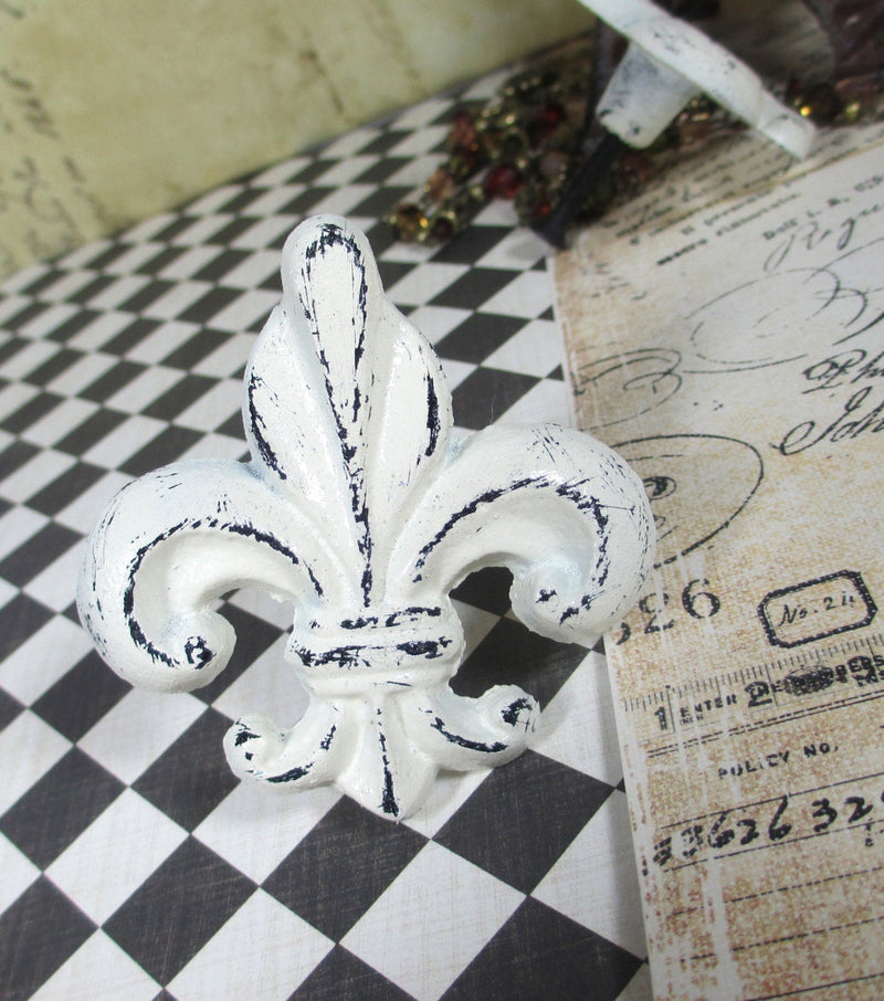 Fleur de Lis Knob Cast Iron Shabby Chic