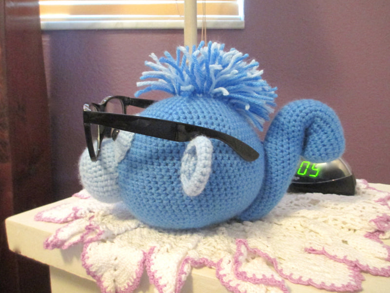 Blue Monkey Crochet Eyeglasses Holder