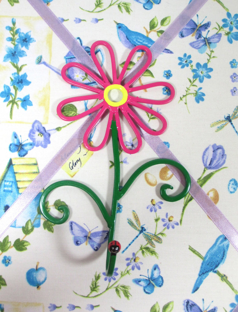 Flower Wall Hook Metal Hand-Painted Hot Pink Daisy