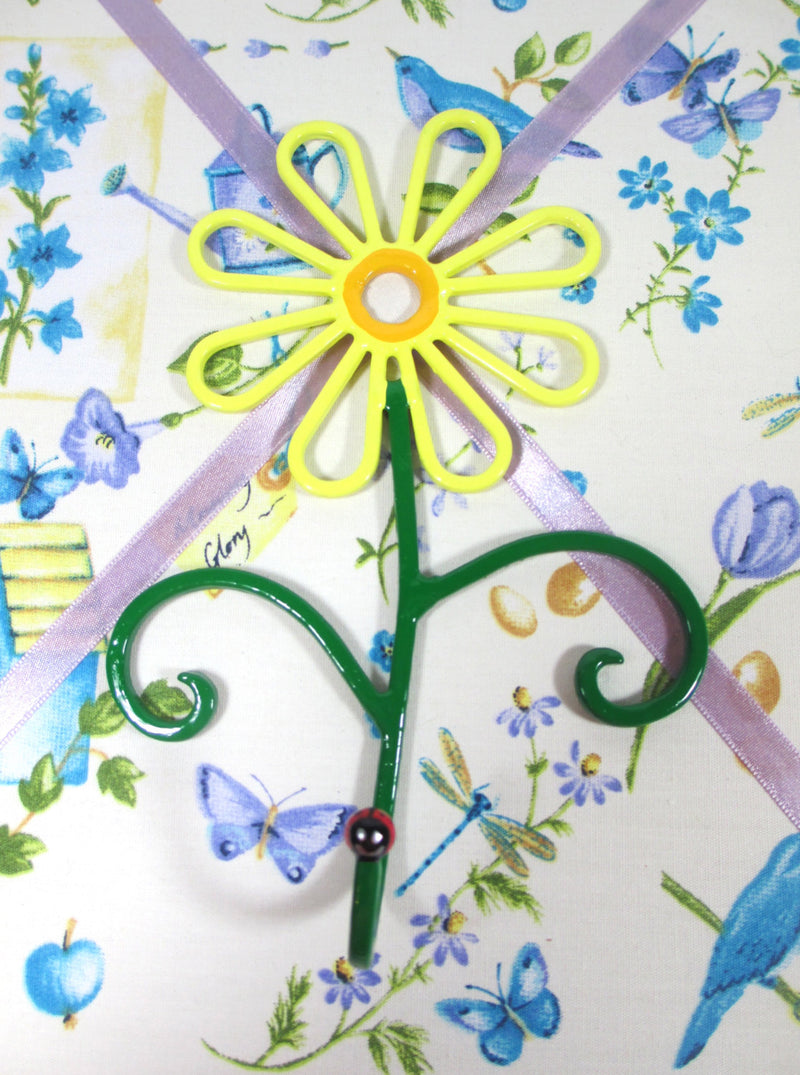 Flower Wall Hook Metal Hand-Painted Yellow Daisy