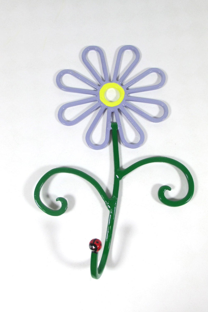 Flower Wall Hook Metal Hand-Painted French Lilac Light Purple Daisy