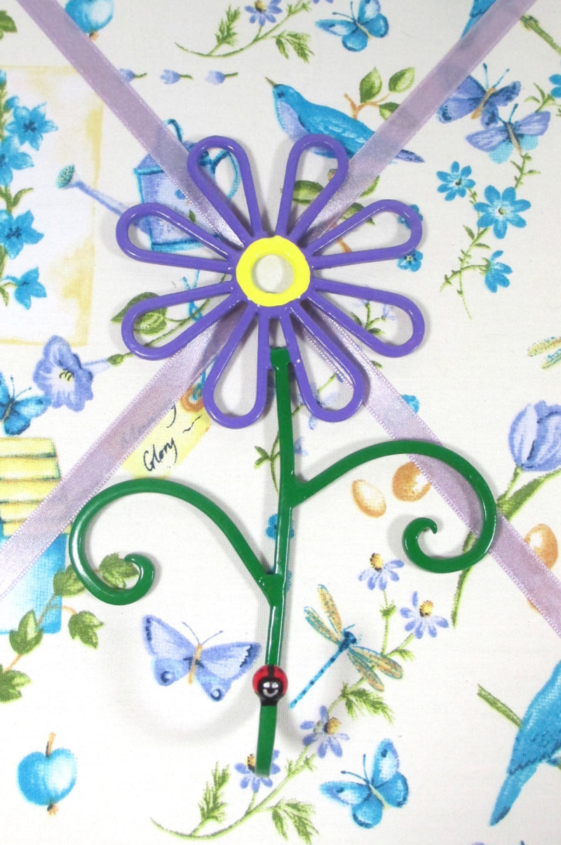 Flower Wall Hook Metal Hand-Painted Medium Purple Daisy