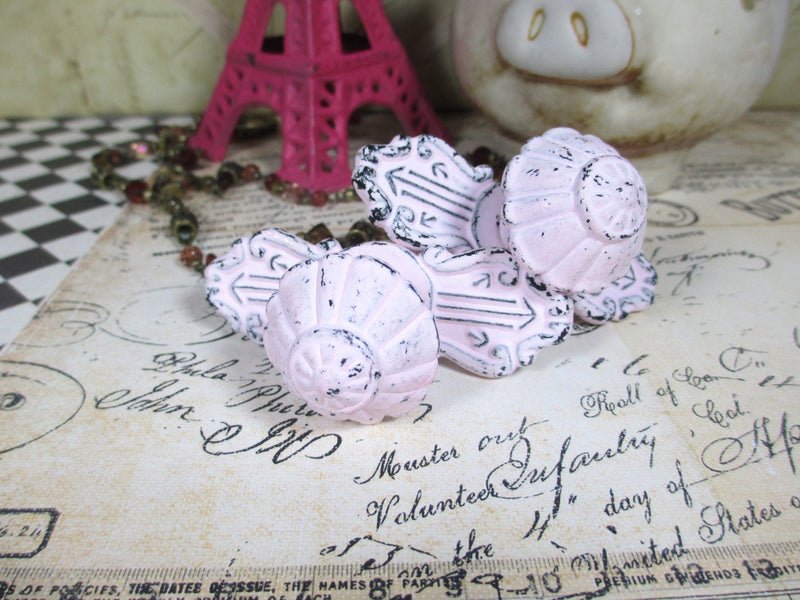 Pink Knob Rectangle Back Vintage Inspired Shabby Chic Drawer Pull